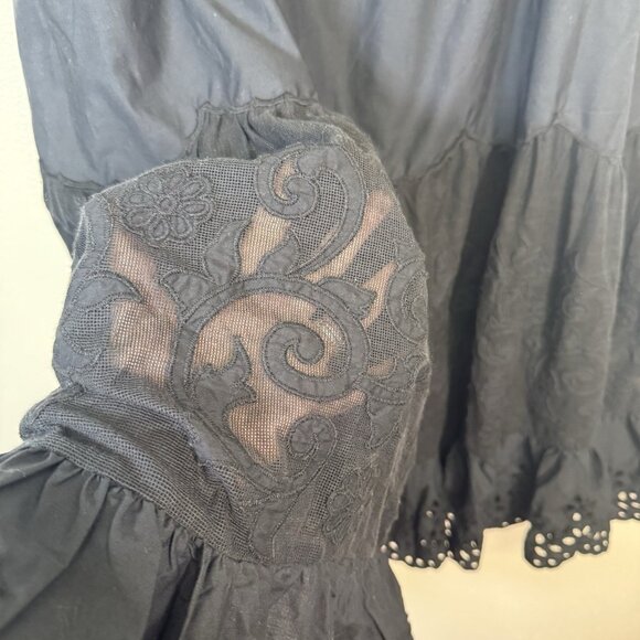 Abercrombie&Fitch Lacey Long Cotton Skirt XL Black WhimsyGoth Western Boho Goth - Picture 10 of 12